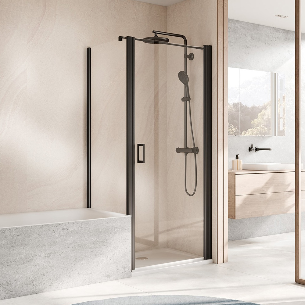 Duschkabine neben Badewanne - Platzsparende Kombination Duschkabine mit verkürzter Seitenwand für Montage neben Badewanne